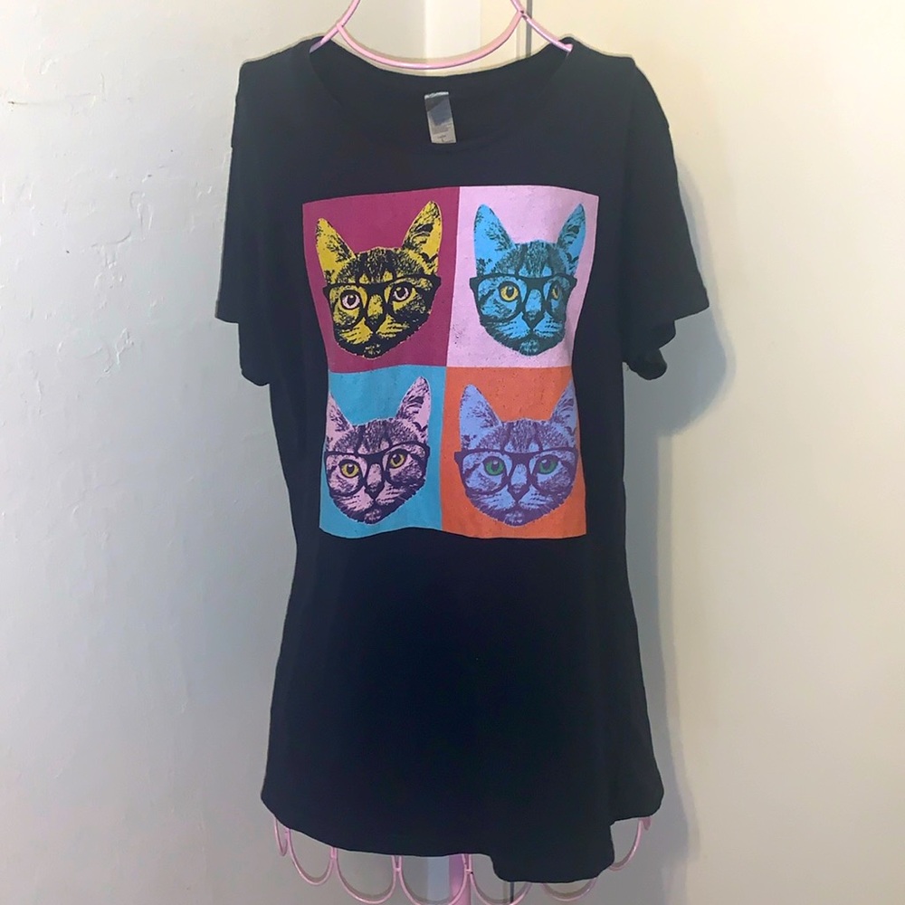 Instant Message Andy Warhol like cat shirt Large